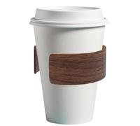 Manchon de tasse résistant à la chaleur, isolant de tasses à thé en bois, manchon de boisson de 2,76x1,18x1,18 pouces avec poignée souple, support de boisson chaude, manchons de tasse avec couvercle,