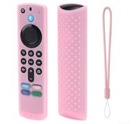 Manchon de télécommande antidérapant pour télécommande vocale Alexa 3e génération 2021 - Étui de protection en silicone avec cordon de serrage pour coque résistante - Bleu vif (rose lumineux)
