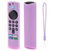 Manchon de télécommande antidérapant pour télécommande vocale Alexa 3e génération 2021 - Étui de protection en silicone avec cordon de serrage pour coque résistante - Bleu brillant (violet lumineux)