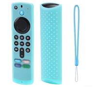Manchon de télécommande antidérapant pour télécommande vocale Alexa 3e génération 2021 - Étui de protection en silicone avec cordon de serrage pour coque résistante (bleu lumineux)