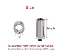 Manchon en acier inoxydable 304 M6 M7 M8, douille creuse, manchon à vis cylindrique étendu en acier sans dents, 2 à 10 pièces(ID8x14x22mm(2pcs))