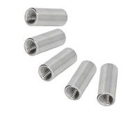 Manchon fileté en acier inoxydable 304, goujon de barre de tige, connecteur de couplage rond, écrous de Tube, ton argent, 5 pièces 5pcs M6*10 * 10