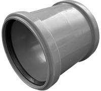 Manchon HT DN 50 - Manchon double - Gris - Avec joint d'étanchéité - Joint en caoutchouc - Évacuation des eaux usées - Système de tuyau d'évacuation - Système HT complet