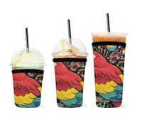 Manchon isolant réutilisable en néoprène pour tasses à café glacé, motif perroquet, motif espace, universel, lavable