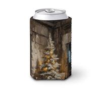 Manchon isotherme doux pour canette de bière, arbre de Noël dans une vieille pièce, pour fête, plage, événement, maison