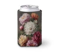 Manchon isotherme doux pour canette de bière, bouquet de grandes fleurs pivoines pour fête, plage, événement, maison