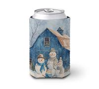 Manchon isotherme doux pour canette de bière, famille de bonhommes de neige, pour fête, plage, événement, maison