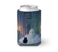 Manchon isotherme doux pour canette de bière, fantôme mignon dans la baignoire pour fête, plage, événement, maison