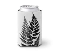 Manchon isotherme doux pour canette de bière, feuilles de fougère en encre noire, pour fête, plage, événement, maison