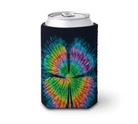 Manchon isotherme doux pour canette de bière, motif tie-dye avec un trèfle pour canettes de bière, pour fête, plage, événement, maison