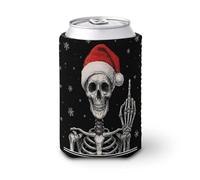 Manchon isotherme doux pour canette de bière, squelette portant un chapeau de Père Noël, flocons de neige, pour fête, plage, événement, maison