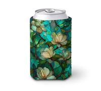 Manchon isotherme doux pour canette de bière, verre teinté floral, couleur ivoire, pour fête, plage, événement, maison