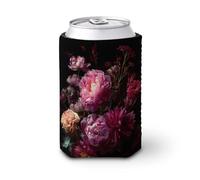 Manchon isotherme doux pour canettes de bière, beau bouquet de fleurs roses riches pour fête, plage, événement, maison