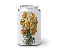 Manchon isotherme doux pour canettes de bière, bouquet de jonquilles en verre teinté avec ruban pour fête, plage, événement, maison