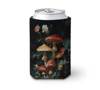 Manchon isotherme doux pour canettes de bière, champignons de la forêt, fleurs, académie, esthétique, pour fête, plage, événement, maison