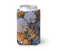 Manchon isotherme doux pour canettes de bière, fleurs de chrysanthème blanc en verre teinté pour fête, plage, événement, maison
