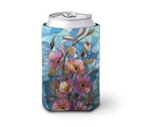 Manchon isotherme doux pour canettes de bière, fleurs en verre teinté aux couleurs pastel, pour fête, plage, événement, maison