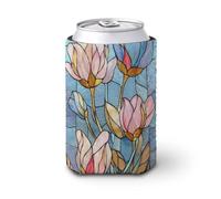 Manchon isotherme doux pour canettes de bière, fleurs en verre teinté bleu pastel, rose doré, pour fête, plage, événement, maison