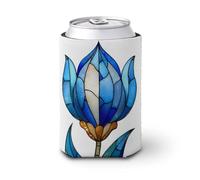 Manchon isotherme doux pour canettes de bière, motif fleur en verre teinté bleu, pour fête, plage, événement, maison