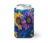 Manchon isotherme doux pour canettes de bière, tournesols en verre teinté bleu violet pour fête, plage, événement, maison