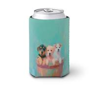 Manchon isotherme doux pour canettes de bière, trois chiots dans un tonneau, pour fête, plage, événement, maison