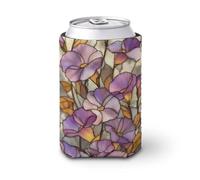 Manchon isotherme doux pour canettes de bière, verre teinté floral violet et lavande pour fête, plage, événement, maison