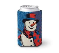 Manchon isotherme pour canette de bière, bonhomme de neige avec écharpe rétro Pop Art pour fête, plage, événement, maison