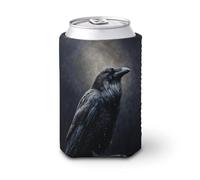 Manchon isotherme pour canette de bière, corbeau perché sur une souche d'arbre de vieille souche d'arbre gothique, support de boisson isotherme doux pour fête, plage, événement, maison
