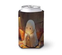 Manchon isotherme pour canette de bière, fantôme mignon en prière sur le lit, style vintage, chrétien, pour fête, plage, événement, maison