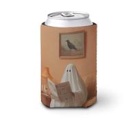 Manchon isotherme pour canette de bière, fantôme mignon, lisant journal, chat, noir, pour fête, plage, événement, maison
