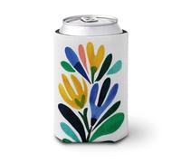 Manchon isotherme pour canette de bière, fleur abstraite avec feuilles vertes, simple couvercle de canette de bière, support de boisson isotherme pour fête, plage, événement, maison