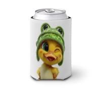 Manchon isotherme pour canette de bière, joli canard portant un chapeau de grenouille, support de boisson isotherme doux pour fête, plage, événement, maison