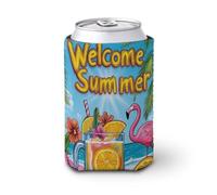 Manchon isotherme pour canette de bière, motif flamants roses tropicaux, pour fête, plage, événement, maison