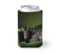 Manchon isotherme pour canette de bière, motif zèbre allongé sur un canapé en velours vert, pour fête, plage, événement, maison