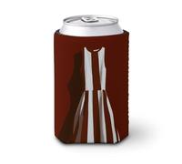 Manchon isotherme pour canette de bière, robe rayée blanche marron sur rouge minimalisme pour canettes de bière, support de boisson isotherme doux pour fête, plage, événement, maison