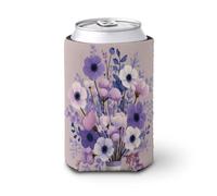 Manchon isotherme pour canette de bière, vase en céramique avec lavande, anémones, support de boisson isotherme doux pour fête, plage, événement, maison