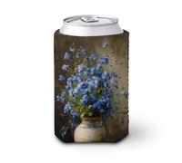 Manchon isotherme pour canette de bière, vase vintage avec fleurs bleues pour fête, plage, événement, maison