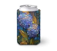 Manchon isotherme pour canette de bière, verre teinté abstrait d'hortensias pour fête, plage, événement, maison