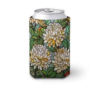 Manchon isotherme pour canettes de bière, chrysanthèmes en verre teinté pour fête, plage, événement, maison