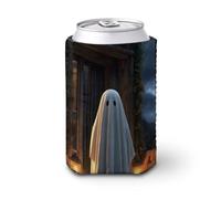 Manchon isotherme pour canettes de bière, fantôme effrayant, vieille maison, citrouilles, bougies, peut couvrir une bouteille de bière isotherme pour fête, plage, événement, maison
