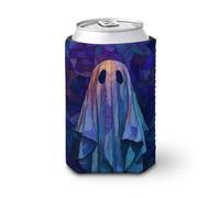 Manchon isotherme pour canettes de bière, fantôme en verre teinté avec couvercle sombre effrayant pour canettes de bière pour fête, plage, événement, maison