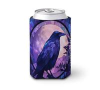 Manchon isotherme pour canettes de bière, fenêtre en verre teinté noir corbeau sur une branche pour canettes de bière, support de boisson isotherme doux pour fête, plage, événement, maison