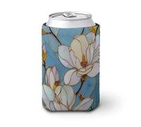 Manchon isotherme pour canettes de bière, fleurs de magnolia en verre teinté pour fête, plage, événement, maison