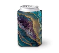 Manchon isotherme pour canettes de bière, géode avec teintes bleu sarcelle et violet pour fête, plage, événement, maison