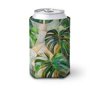 Manchon isotherme pour canettes de bière, grand format en verre teinté Monstera - Pour fête, plage, événement, maison