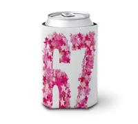 Manchon isotherme pour canettes de bière, motif chiffre 67 rose avec motif étoile rose, pour fête, plage, événement, maison