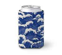 Manchon isotherme pour canettes de bière, motif vagues de l'océan, bloc de bois japonais, pour fête, plage, événement, maison