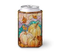 Manchon isotherme pour canettes de bière, verre teinté avec trois citrouilles et feuilles d'érable pour fête, plage, événement, maison