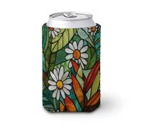 Manchon isotherme pour canettes de bière, verre teinté blanc marguerite feuilles tropicales pour fête, plage, événement, maison