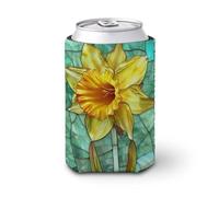 Manchon isotherme pour canettes de bière, verre teinté lumineux jaune fleurs jaunes pour fête, plage, événement, maison